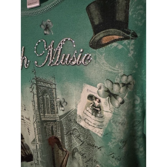 Christopher & Banks Women's Size L Irish Theme Cotton 3/4 Sleeve Cotton Shirt - Picture 7 of 15